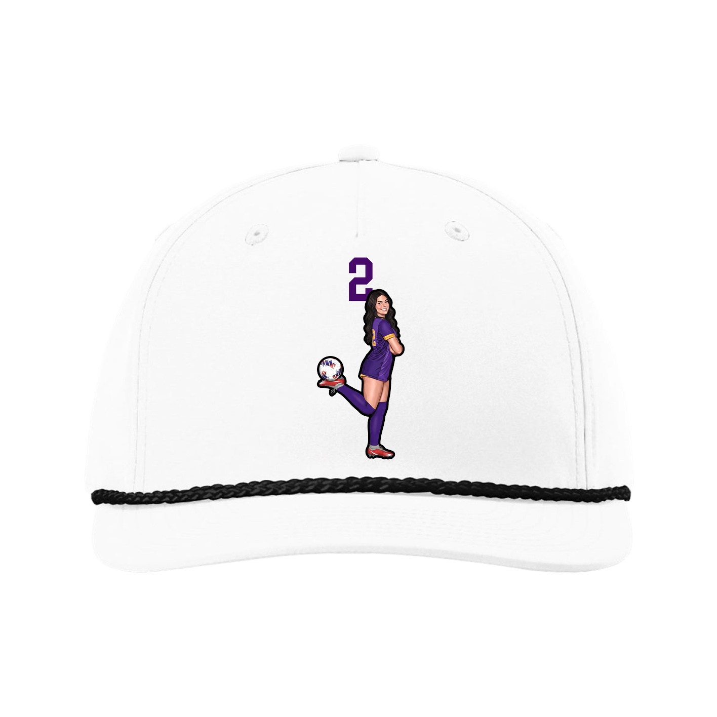 Five-Panel Classic Rope Cap — Number Top in White