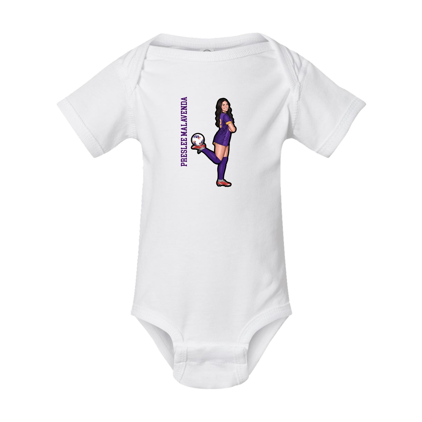 Baby Onesie — Name Vertical in White