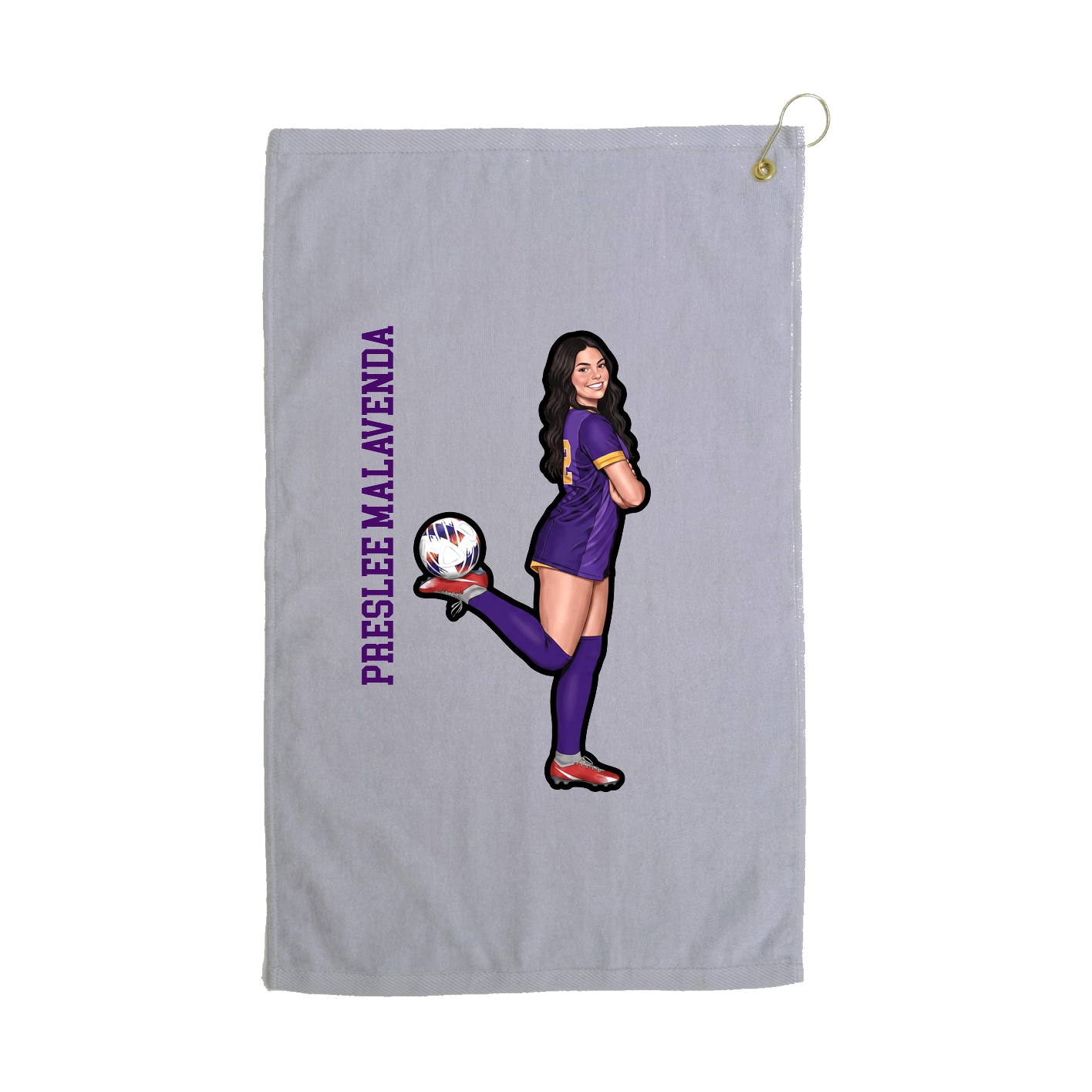 Golf Towel — Name Vertical in Grey