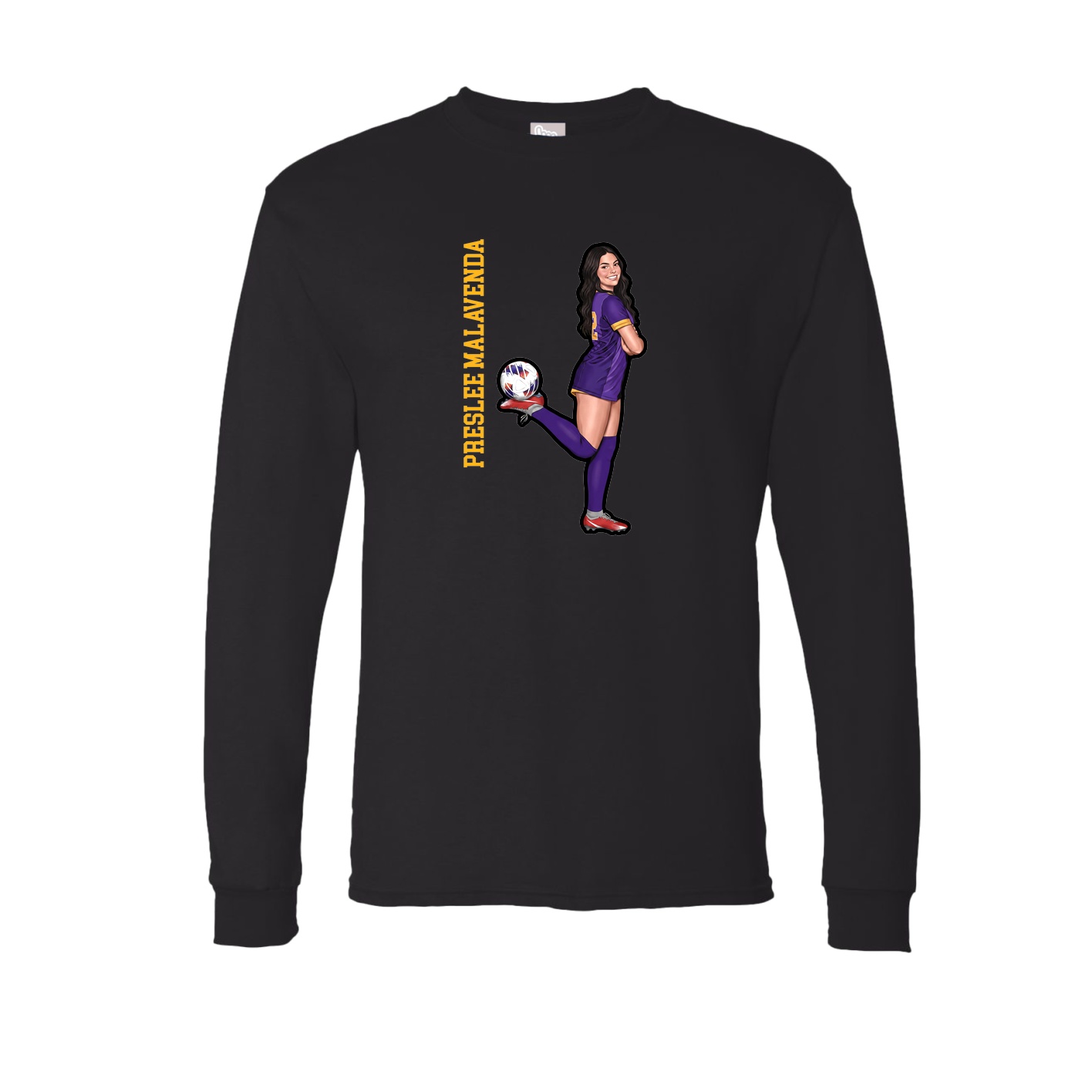 Long Sleeve Tee — Name Vertical in Black
