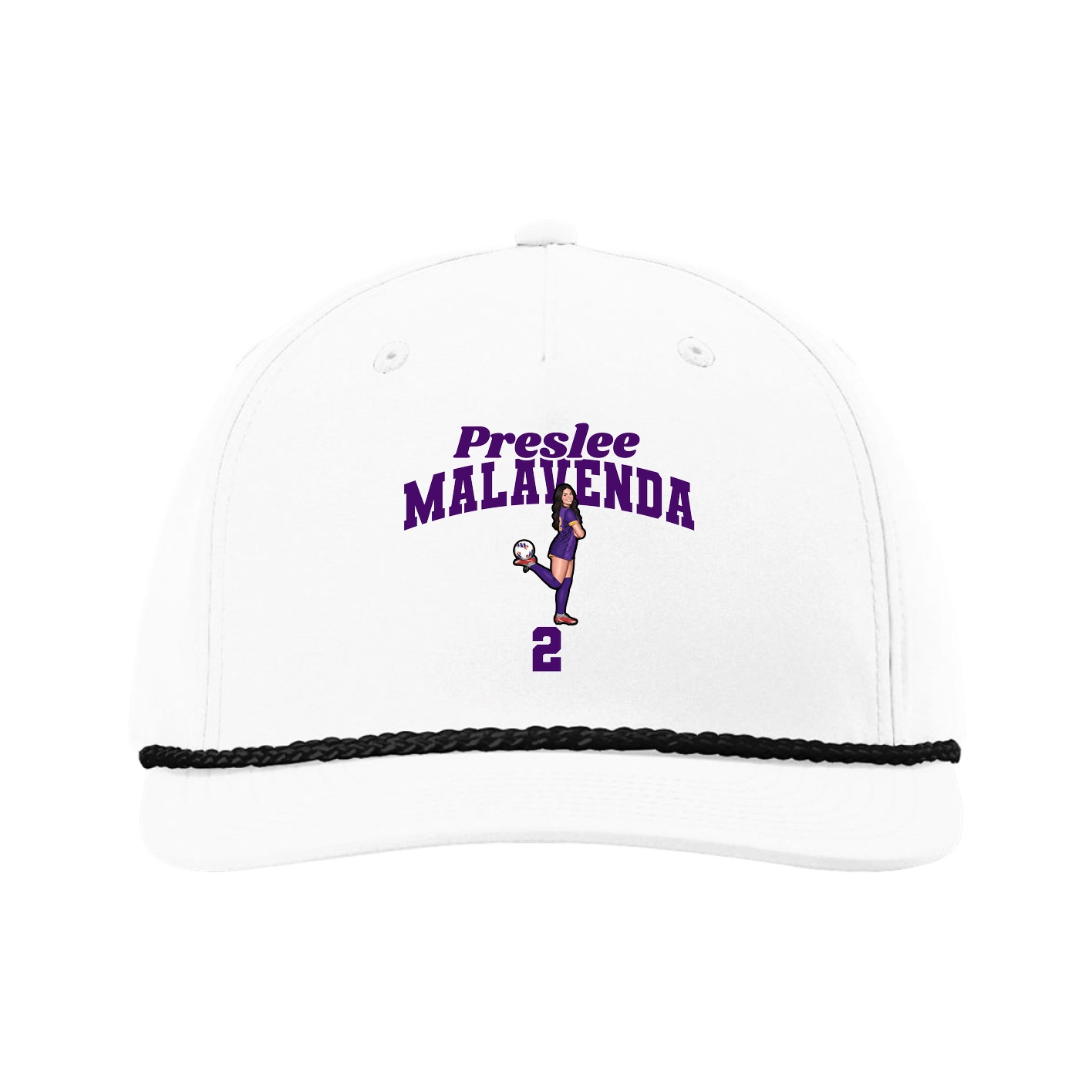 Five-Panel Classic Rope Cap — Signature Arch in White