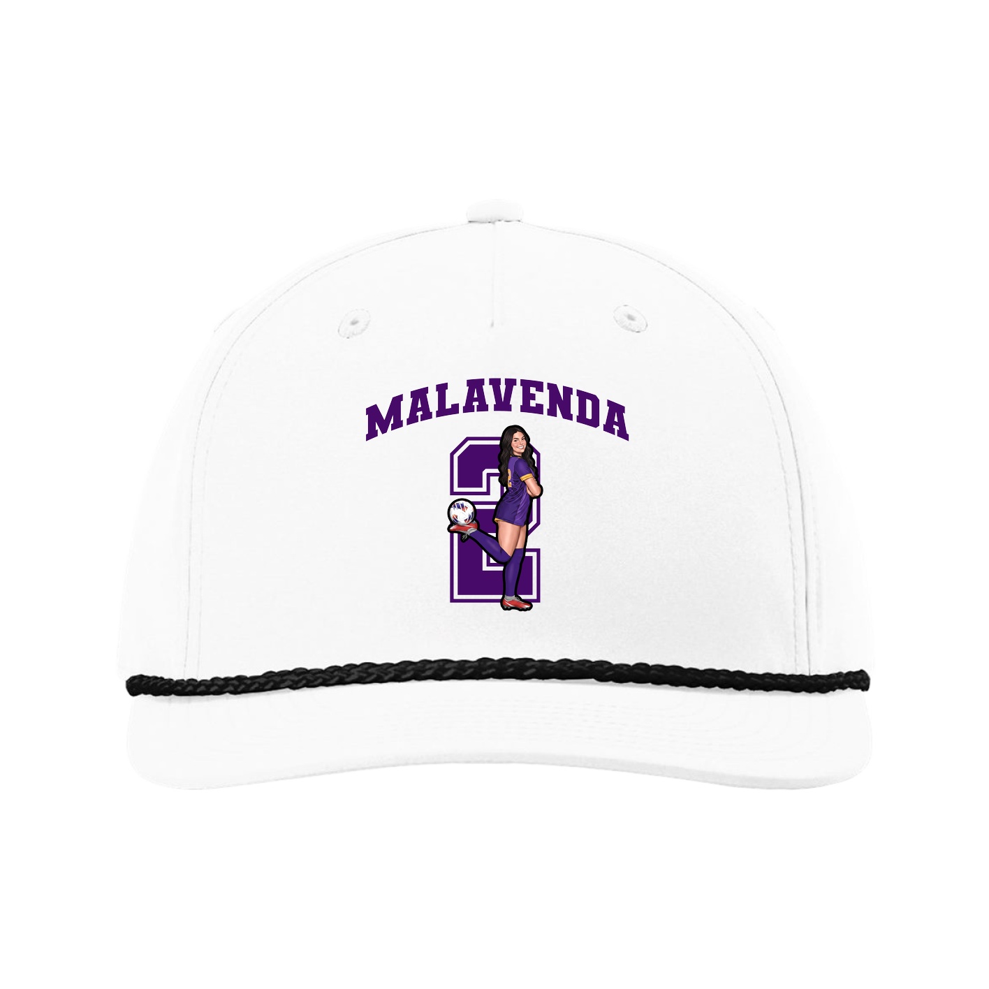 Five-Panel Classic Rope Cap — Number in White