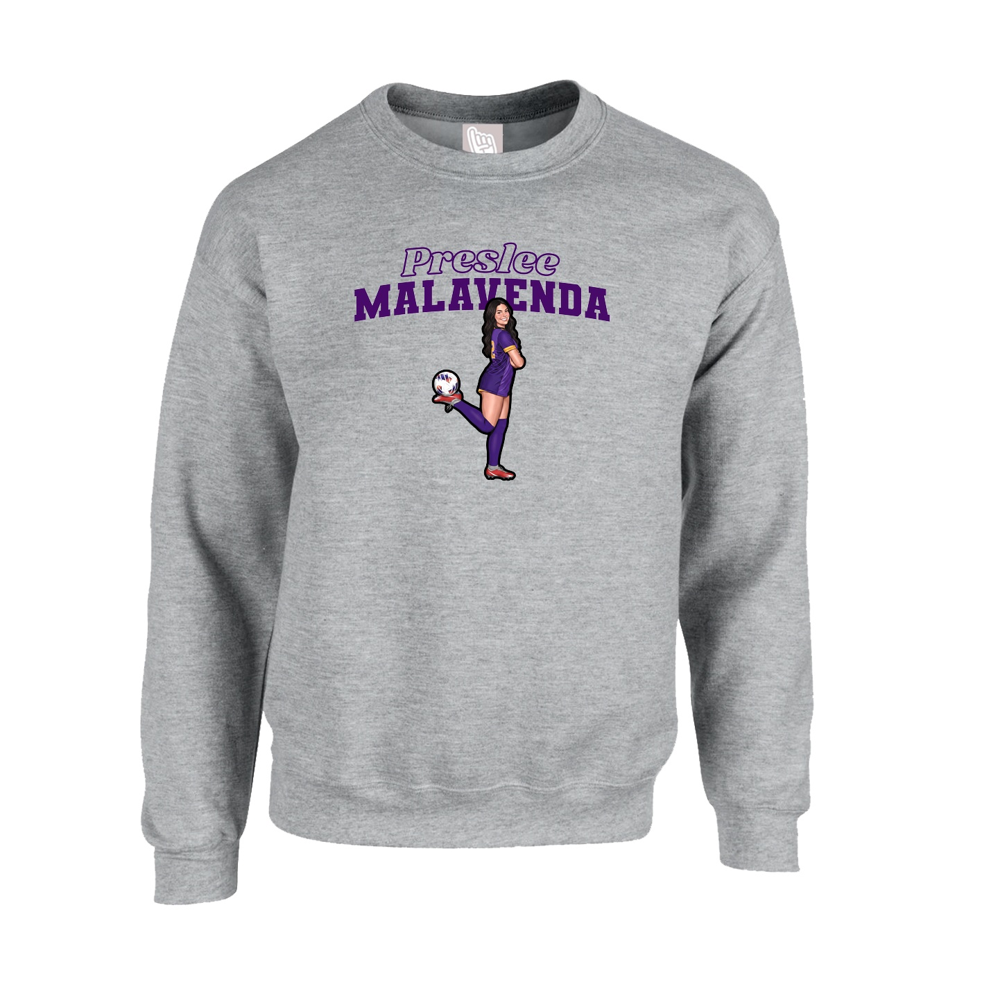 Fleece Crew — Name Arch in Grey