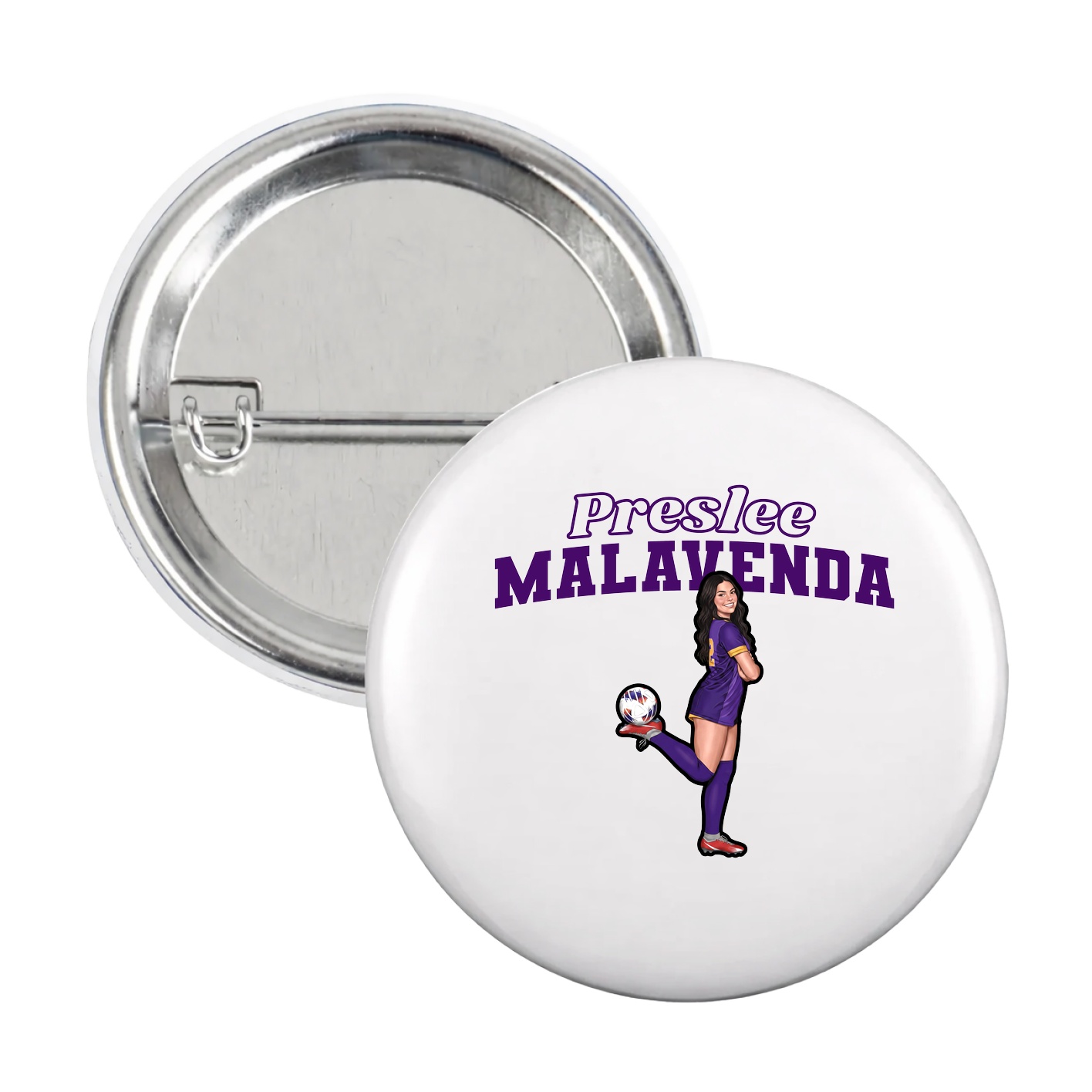Game Day Button — Name Arch in White