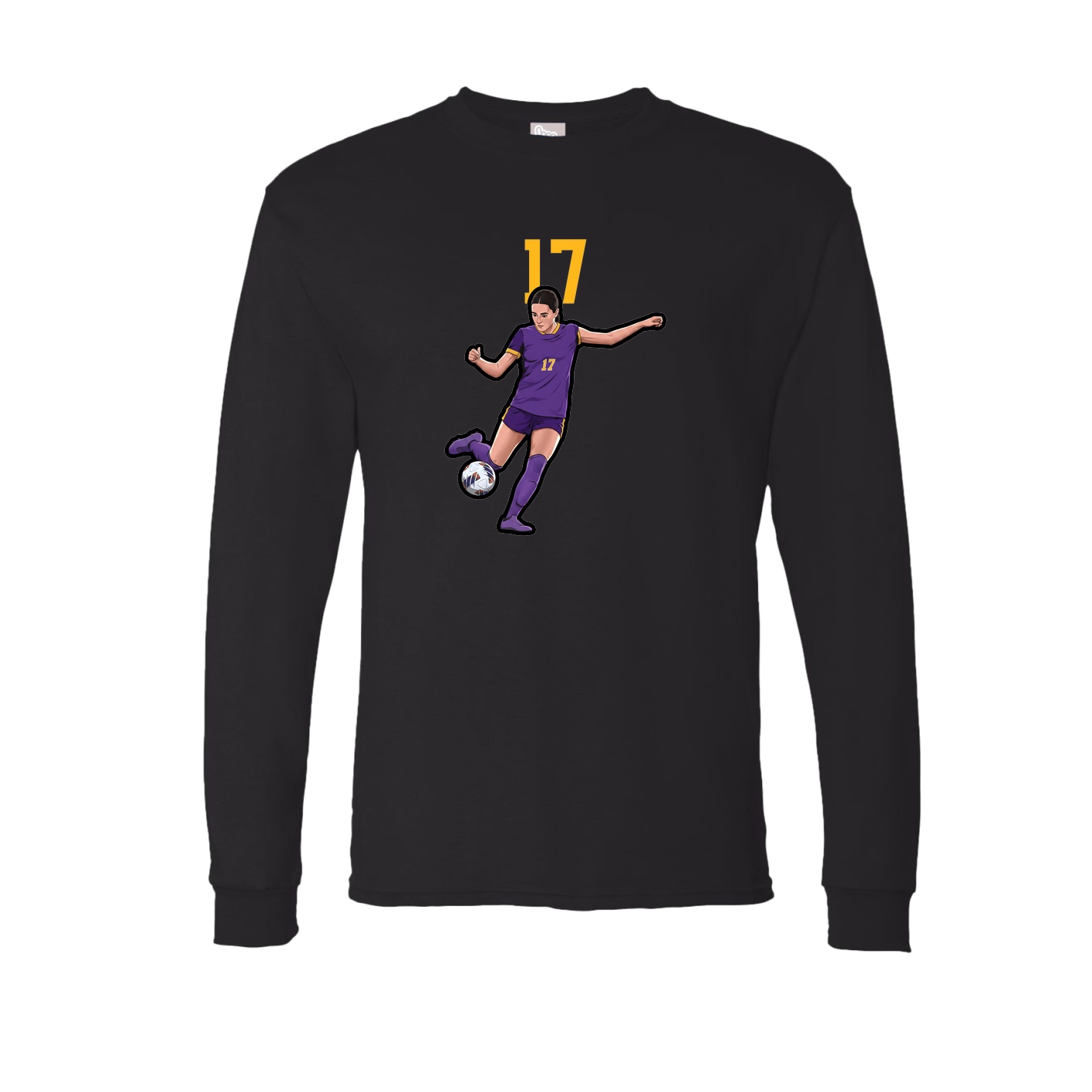 Long Sleeve Tee — Number Top in Black