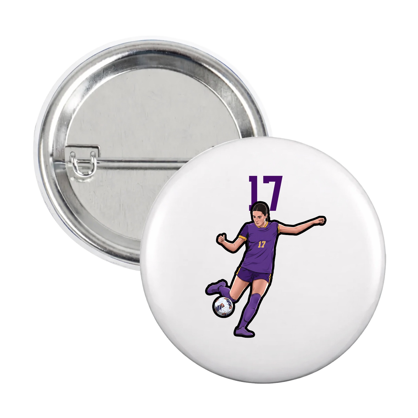 Game Day Button — Number Top in White