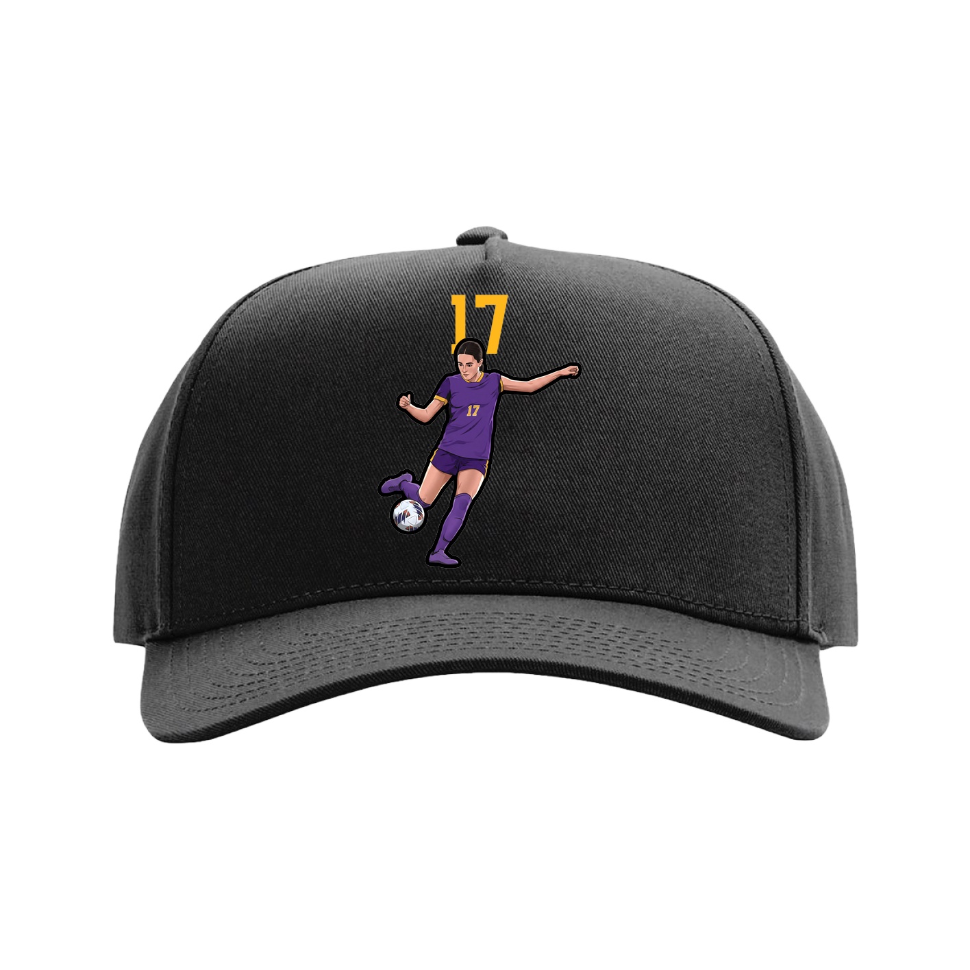 Full Fabric Five-Panel Champ Cap — Number Top in Black
