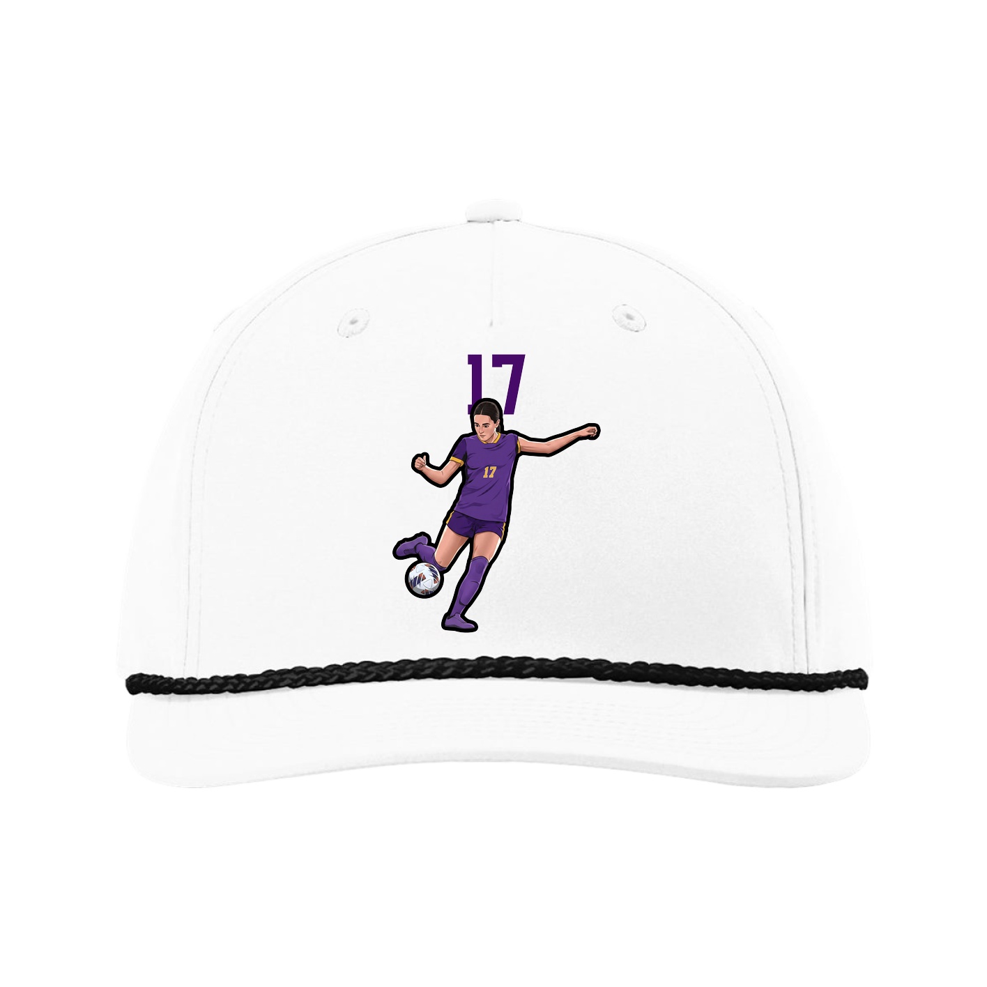 Five-Panel Classic Rope Cap — Number Top in White
