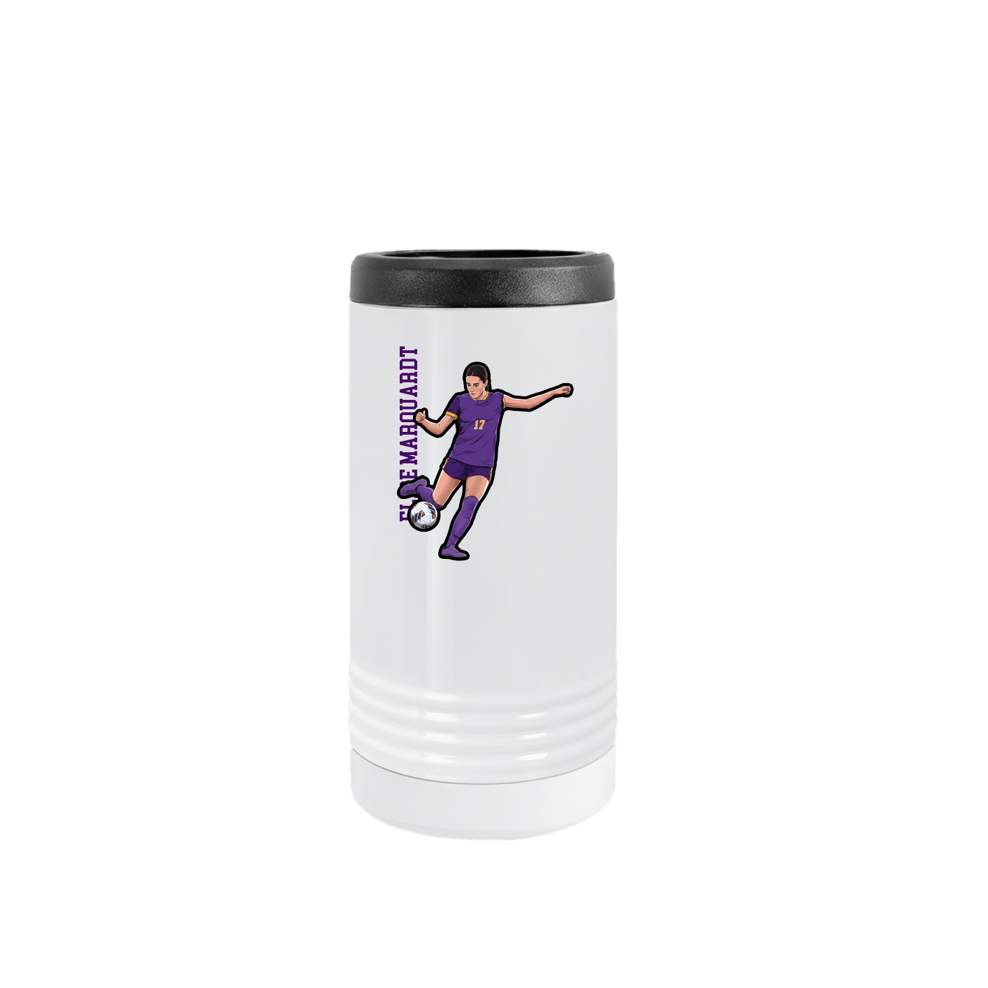 Slim Beverage Holder — Name Vertical in White