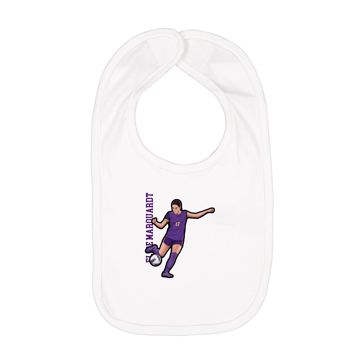 Infant Bib — Name Vertical in White