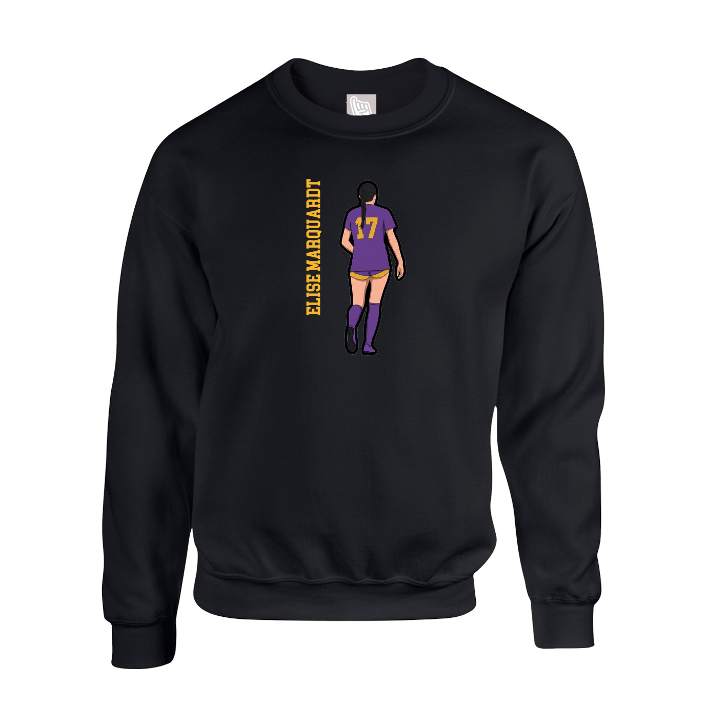 Fleece Crew — Name Vertical in Black