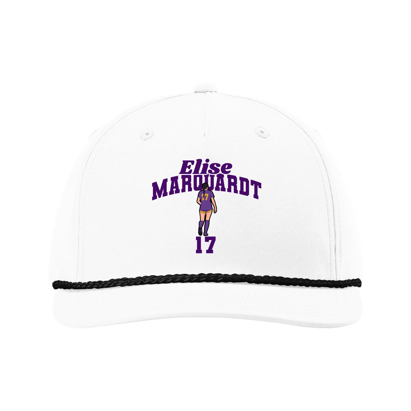 Five-Panel Classic Rope Cap — Signature Arch in White