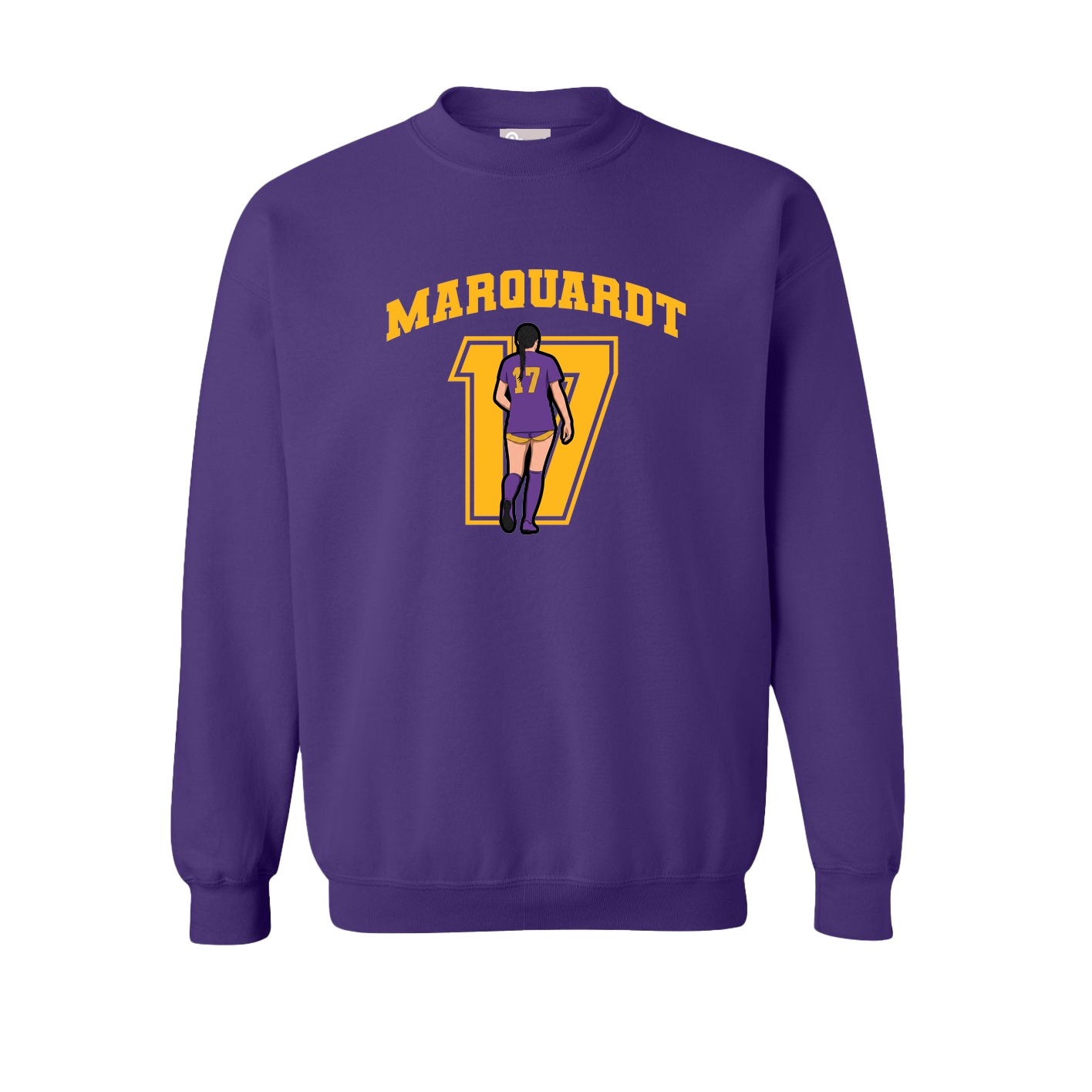Fleece Crew — Number in Purple