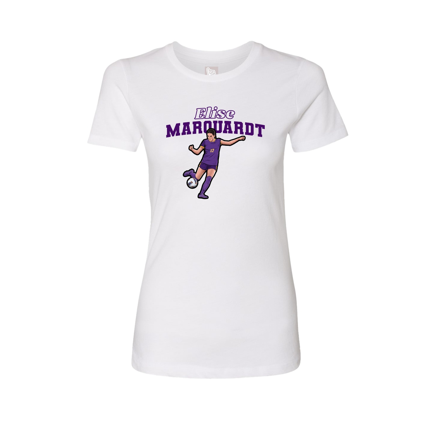 Fitted Women's Tee — Name Arch in White