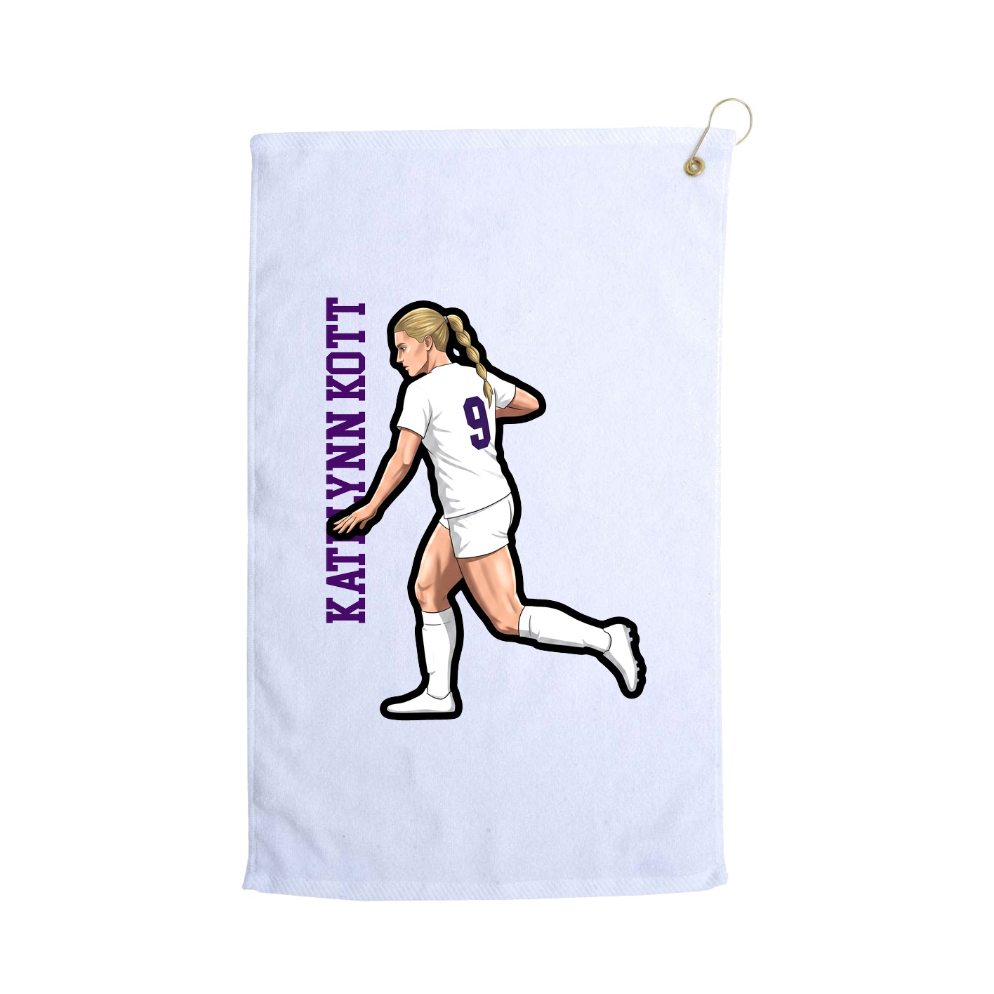 Golf Towel — Name Vertical in White