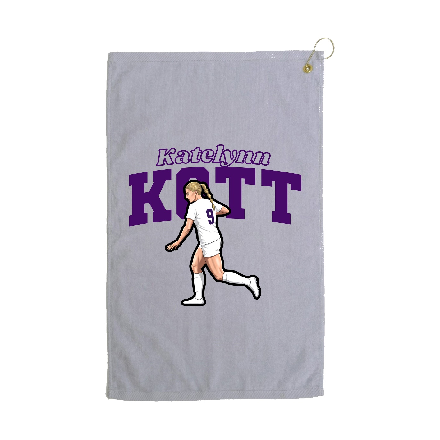 Golf Towel — Name Arch in Grey