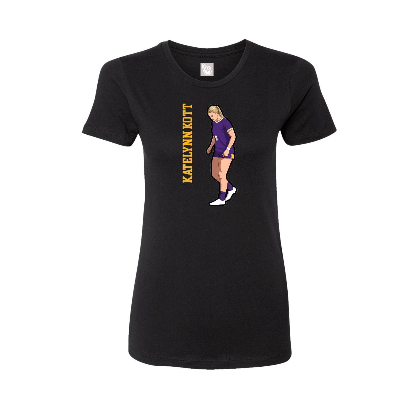 Fitted Women's Tee — Name Vertical in Black