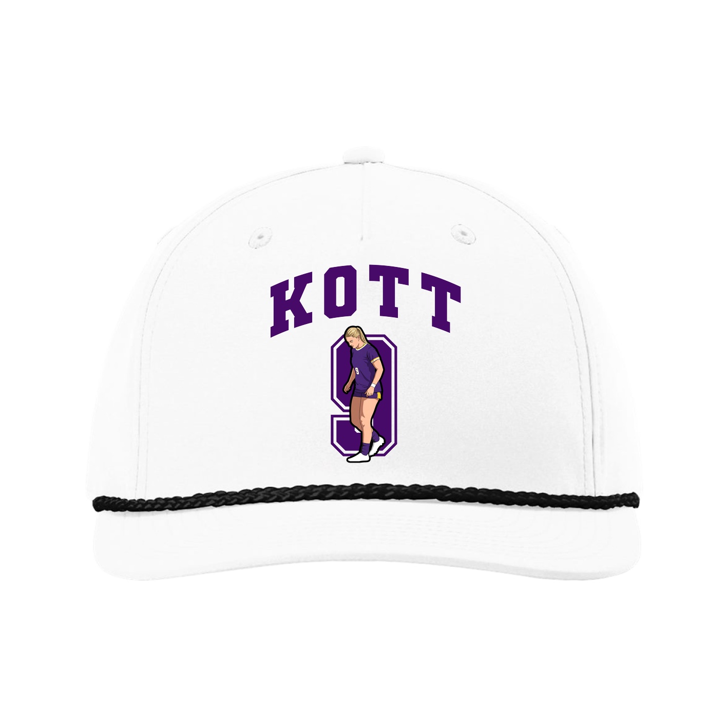 Five-Panel Classic Rope Cap — Number in White