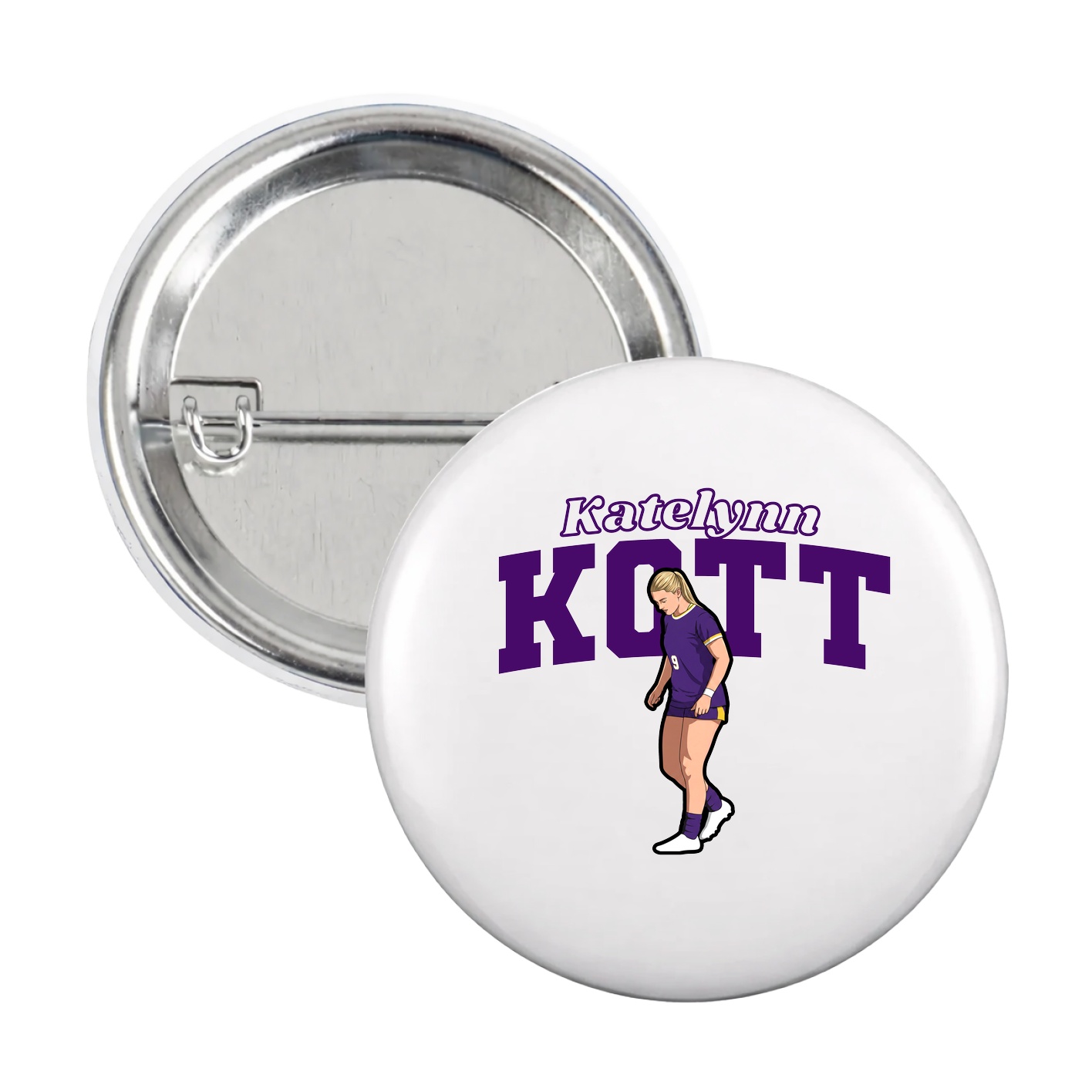 Game Day Button — Name Arch in White