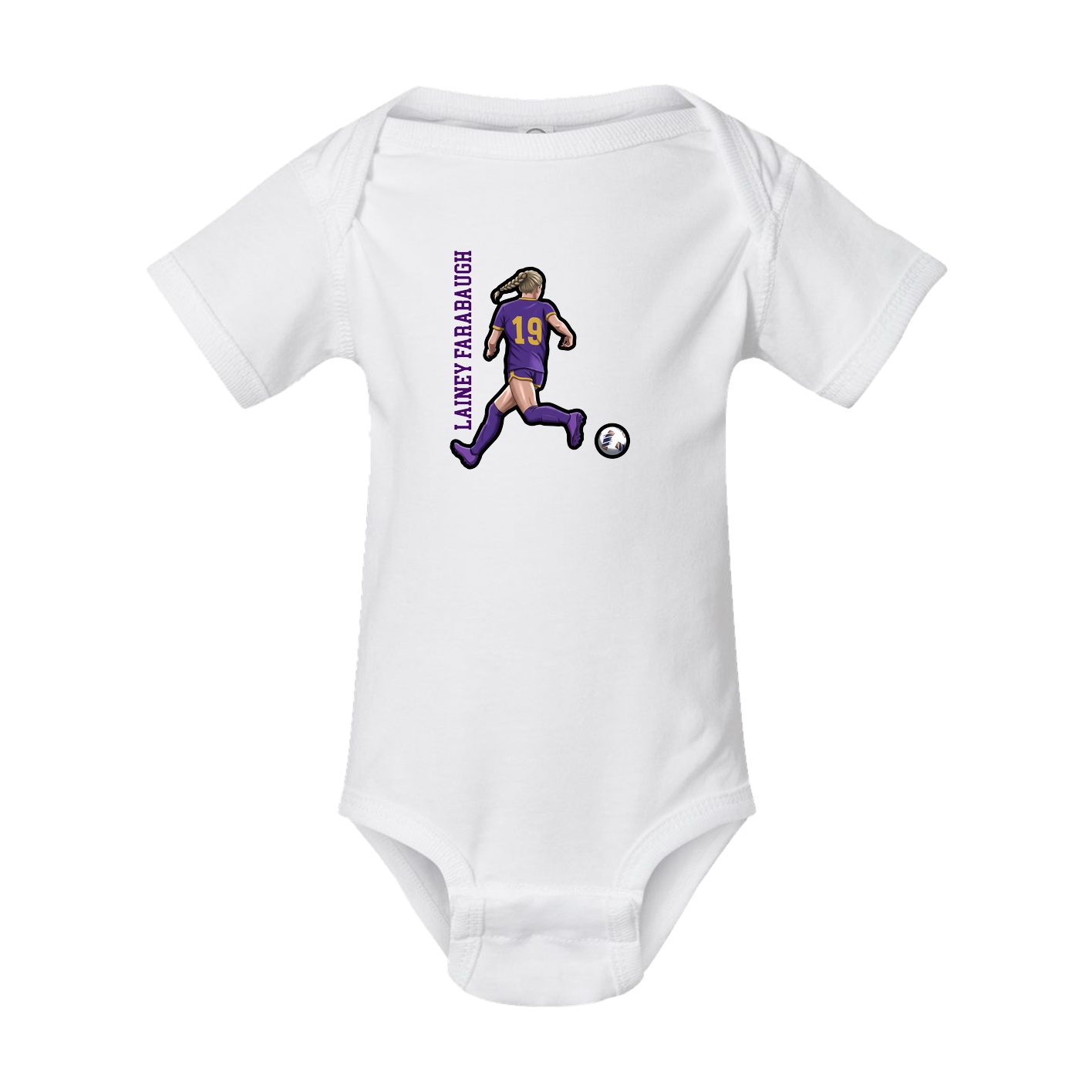 Baby Onesie — Name Vertical in White