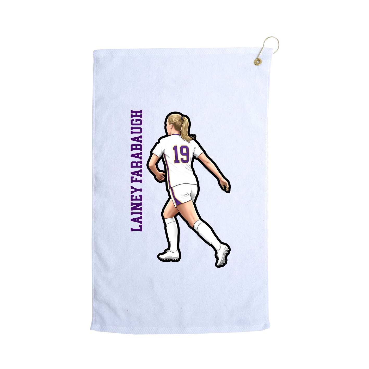 Golf Towel — Name Vertical in White