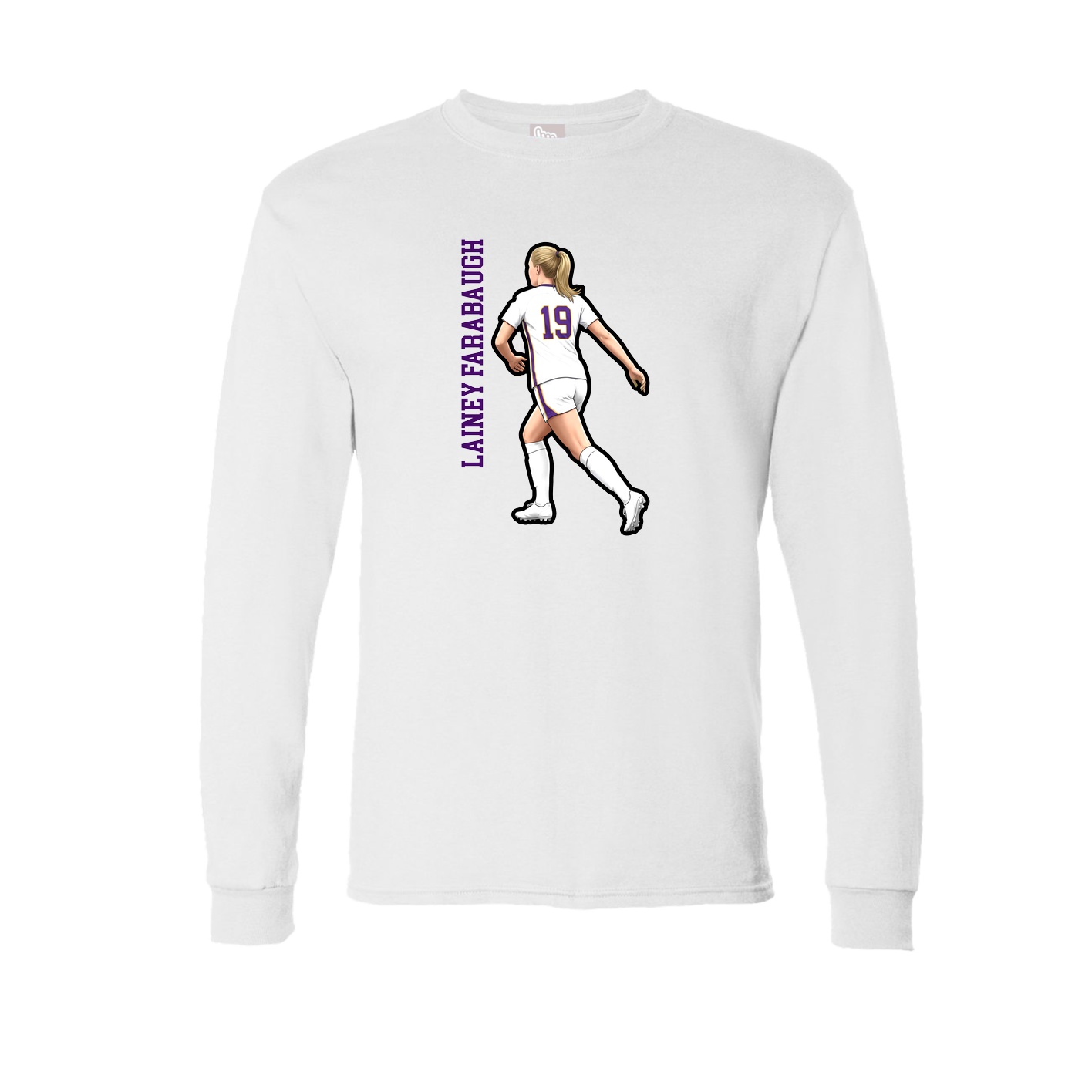 Long Sleeve Tee — Name Vertical in White