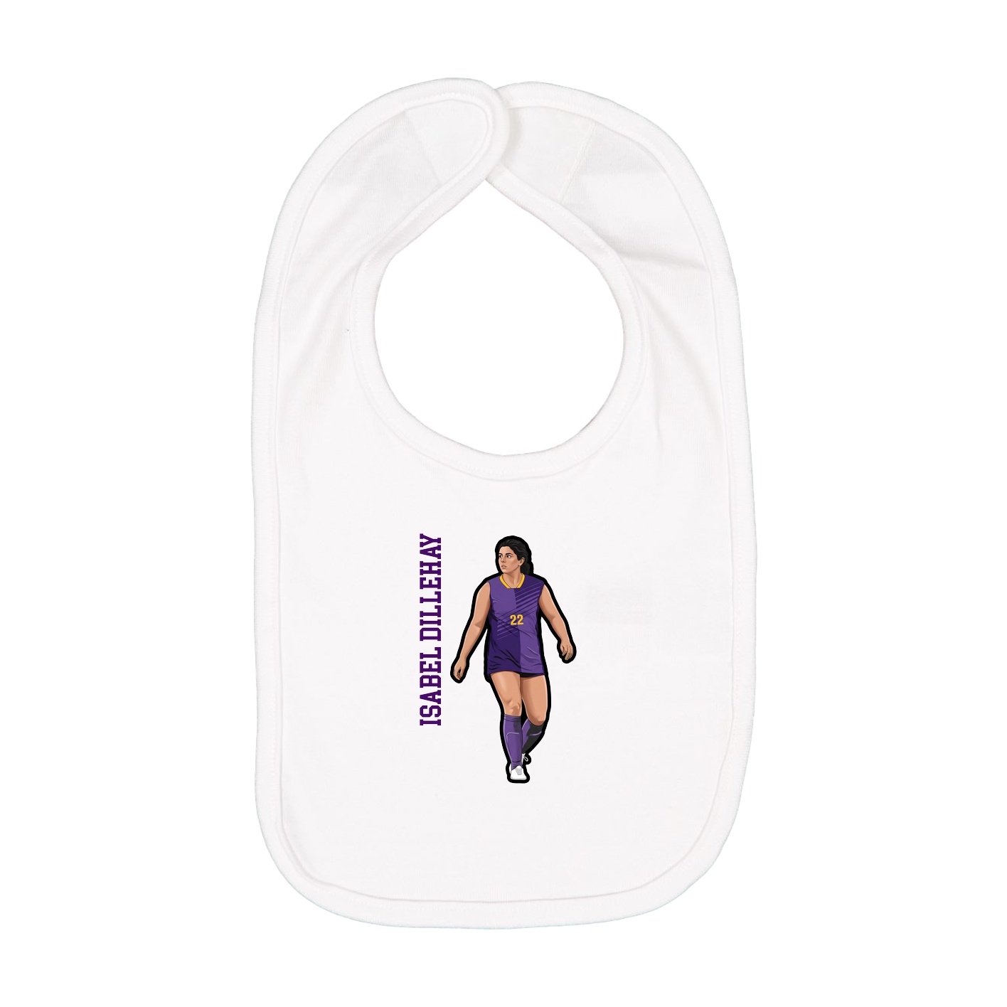 Infant Bib — Name Vertical in White