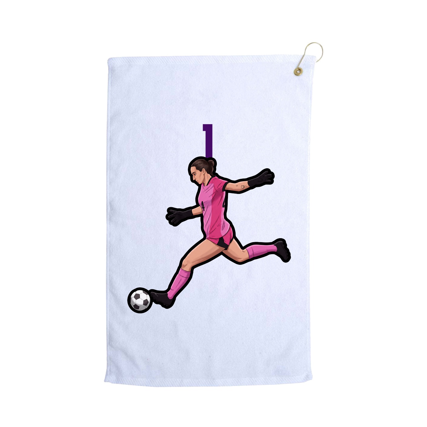 Golf Towel — Number Top in White