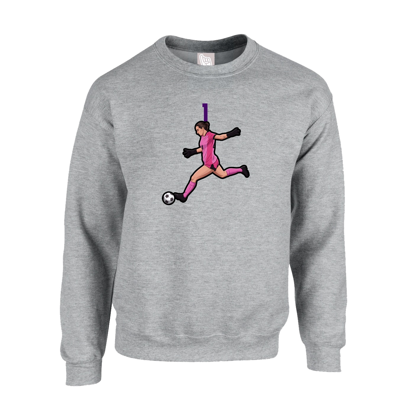 Fleece Crew — Number Top in Grey
