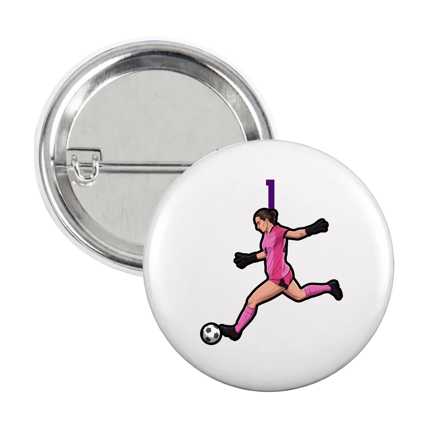 Game Day Button — Number Top in White