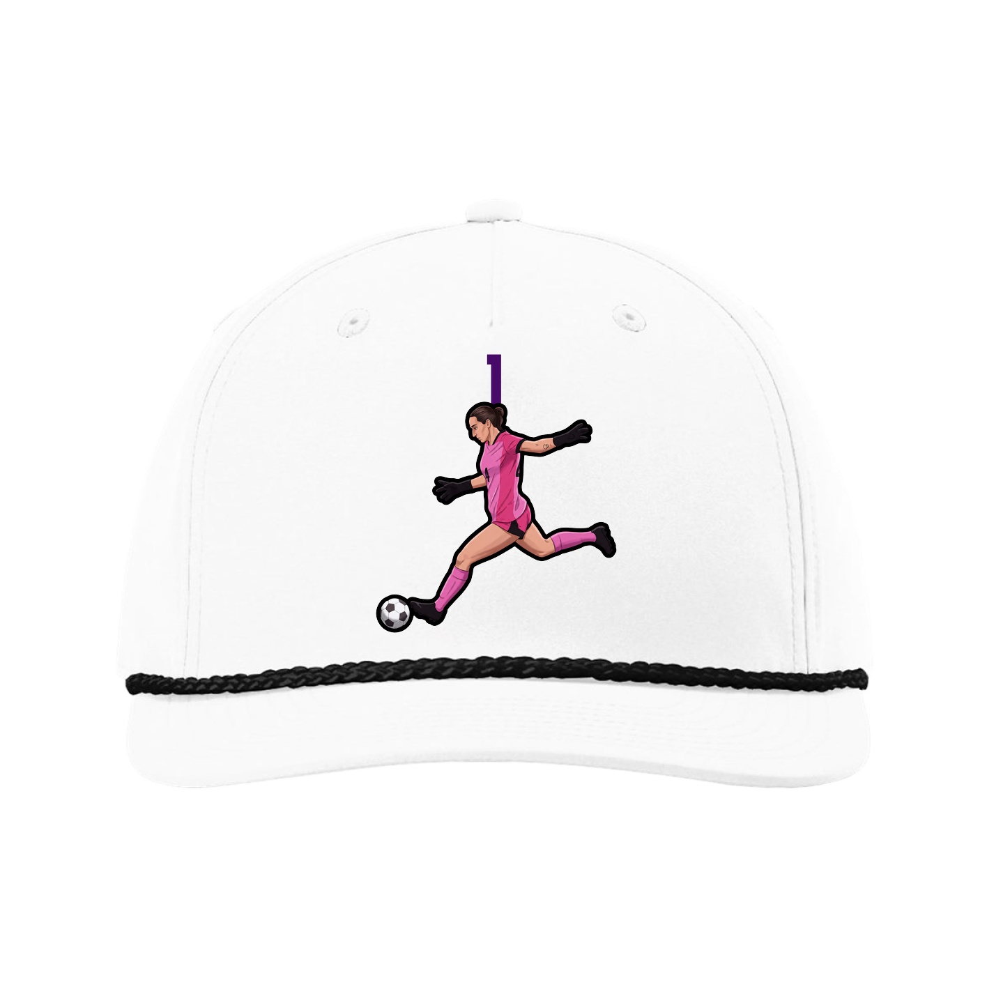 Five-Panel Classic Rope Cap — Number Top in White