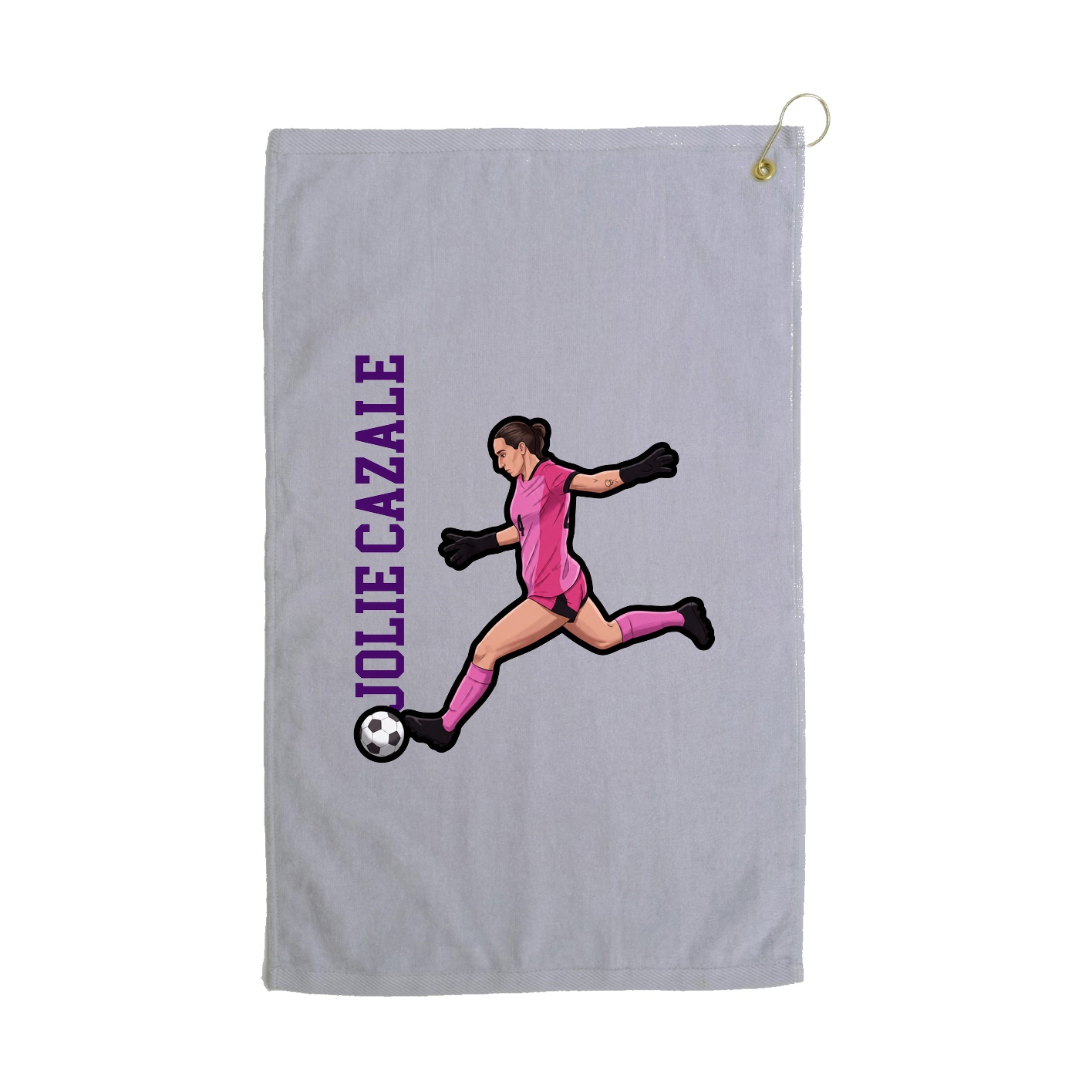 Golf Towel — Name Vertical in Grey