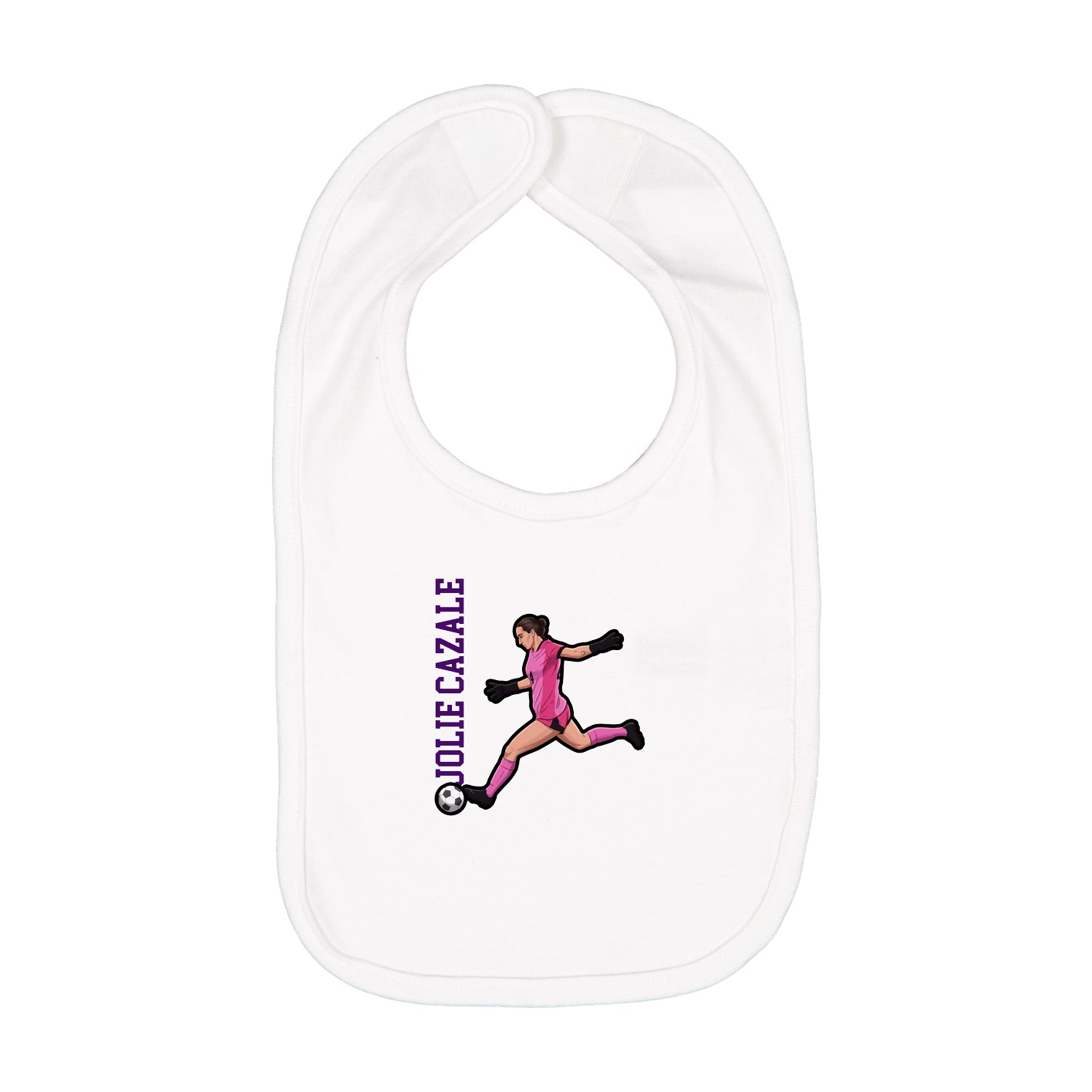 Infant Bib — Name Vertical in White
