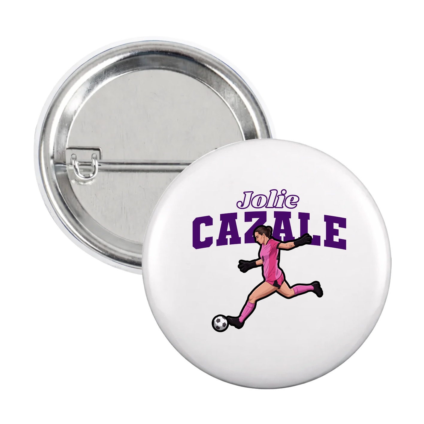Game Day Button — Name Arch in White