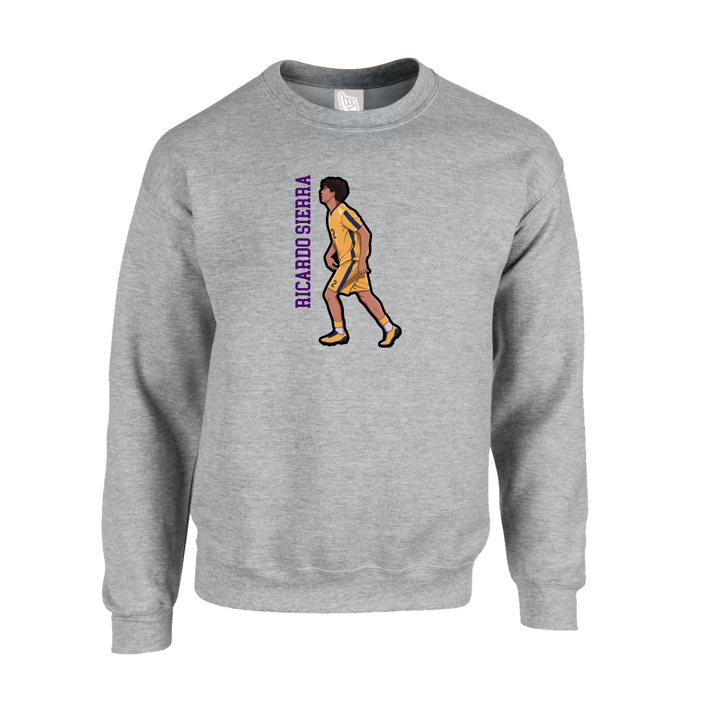 Fleece Crew — Name Vertical in Grey