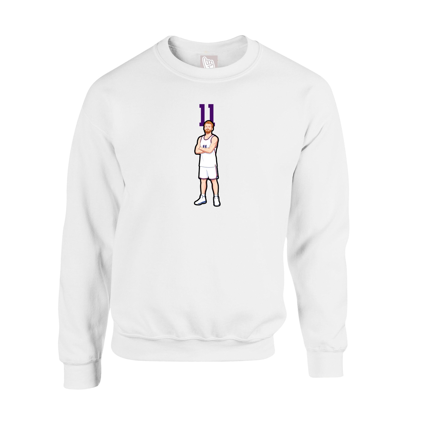 Fleece Crew — Number Top in White