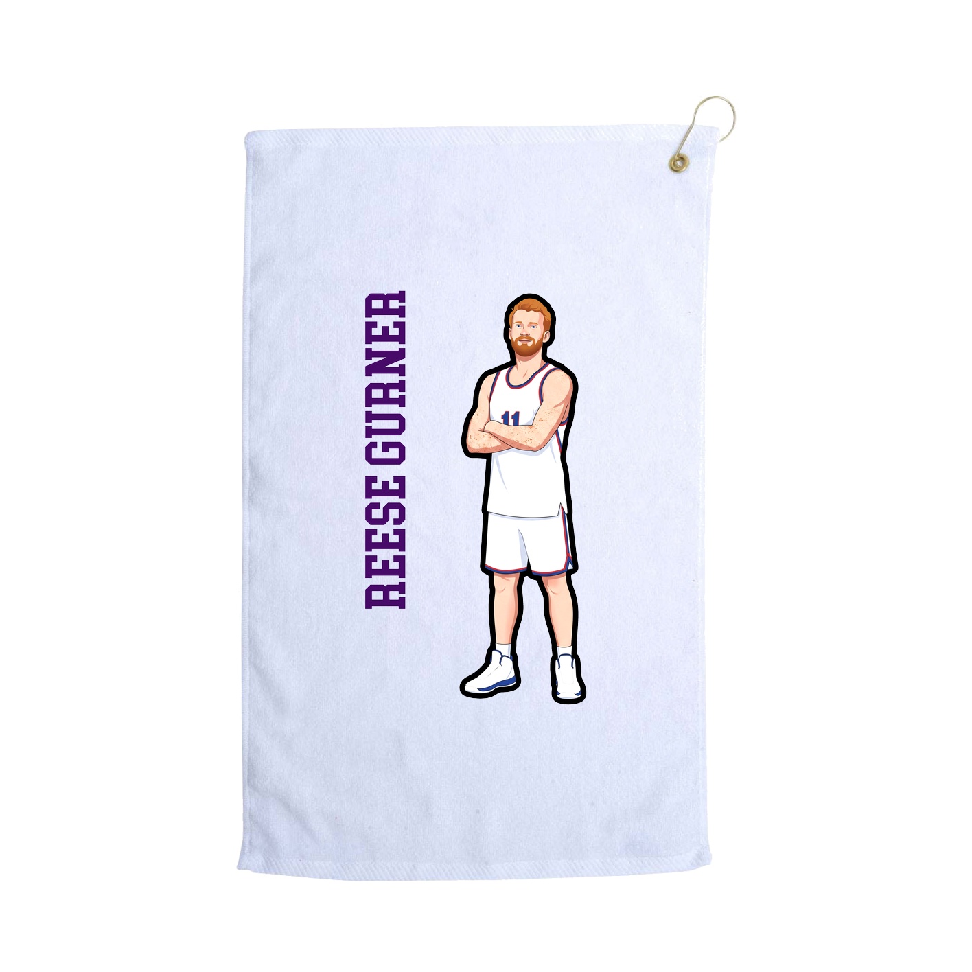 Golf Towel — Name Vertical in White