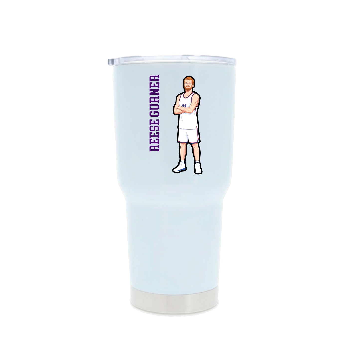 30oz Stainless Steel Tumbler — Name Vertical in White