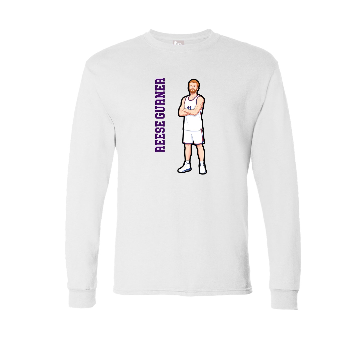 Long Sleeve Tee — Name Vertical in White