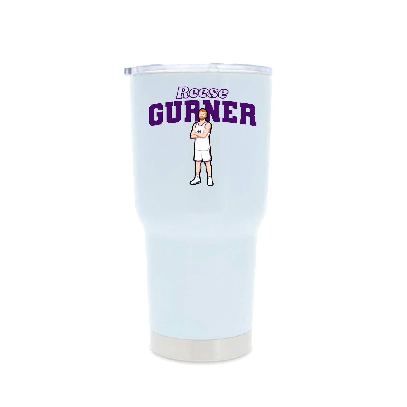 30oz Stainless Steel Tumbler — Name Arch in White