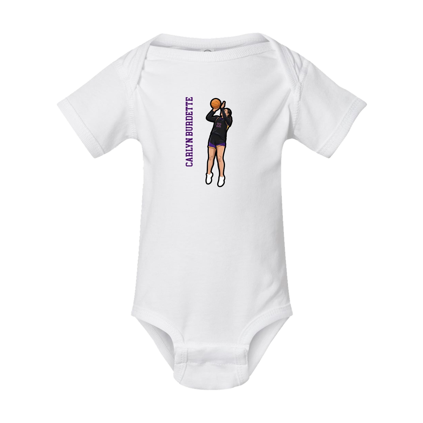 Baby Onesie — Name Vertical in White