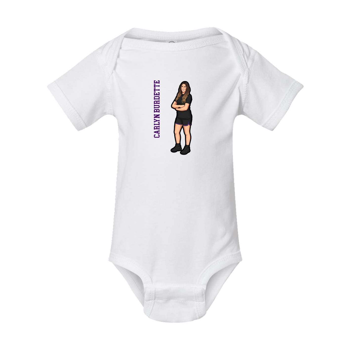 Baby Onesie — Name Vertical in White