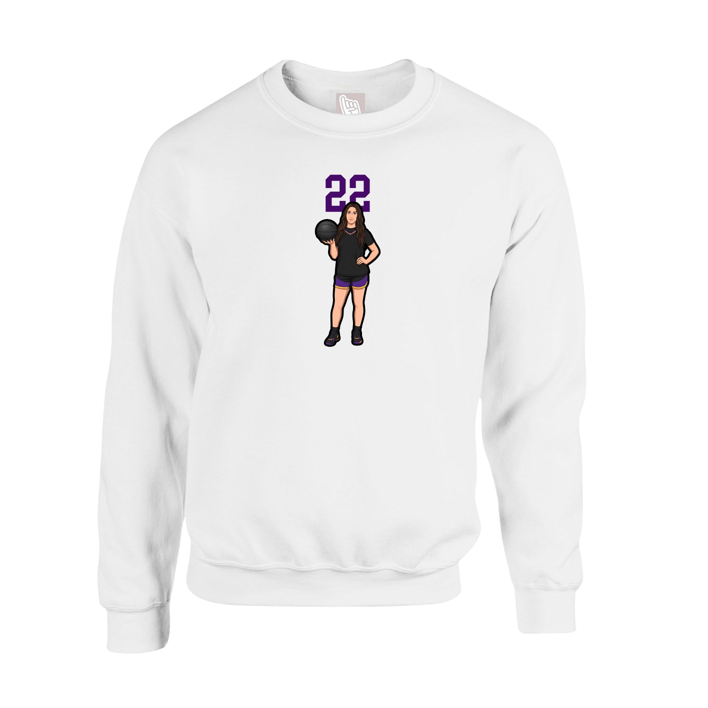 Fleece Crew — Number Top in White