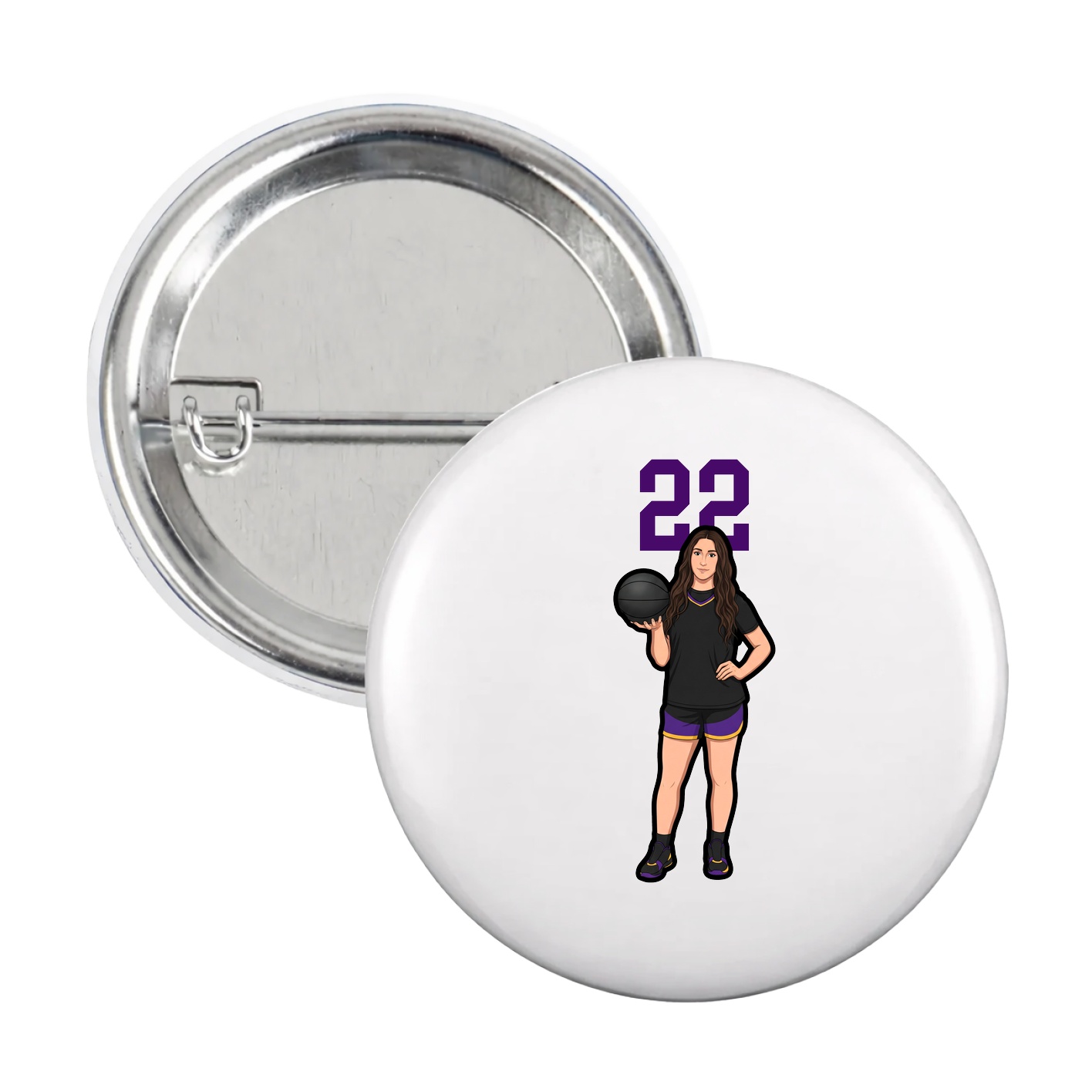 Game Day Button — Number Top in White