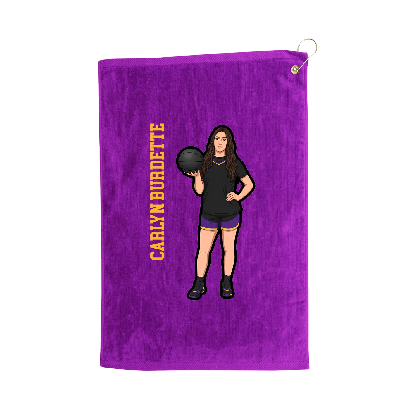 Golf Towel — Name Vertical in Purple