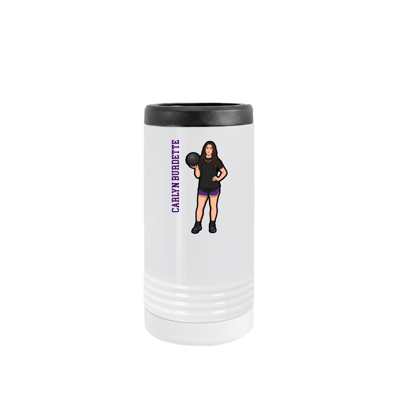 Slim Beverage Holder — Name Vertical in White