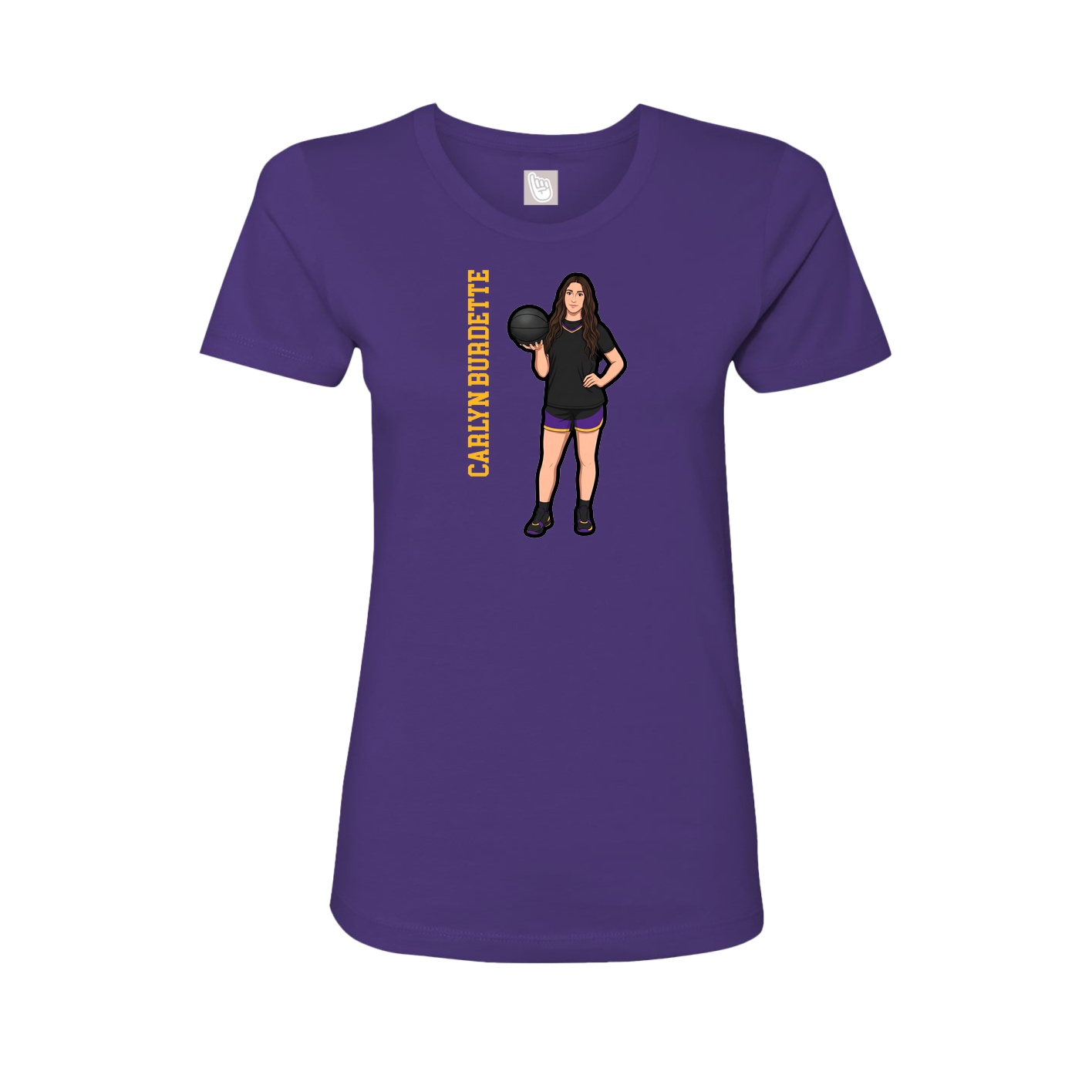 Womens Tee — Name Vertical in Purple