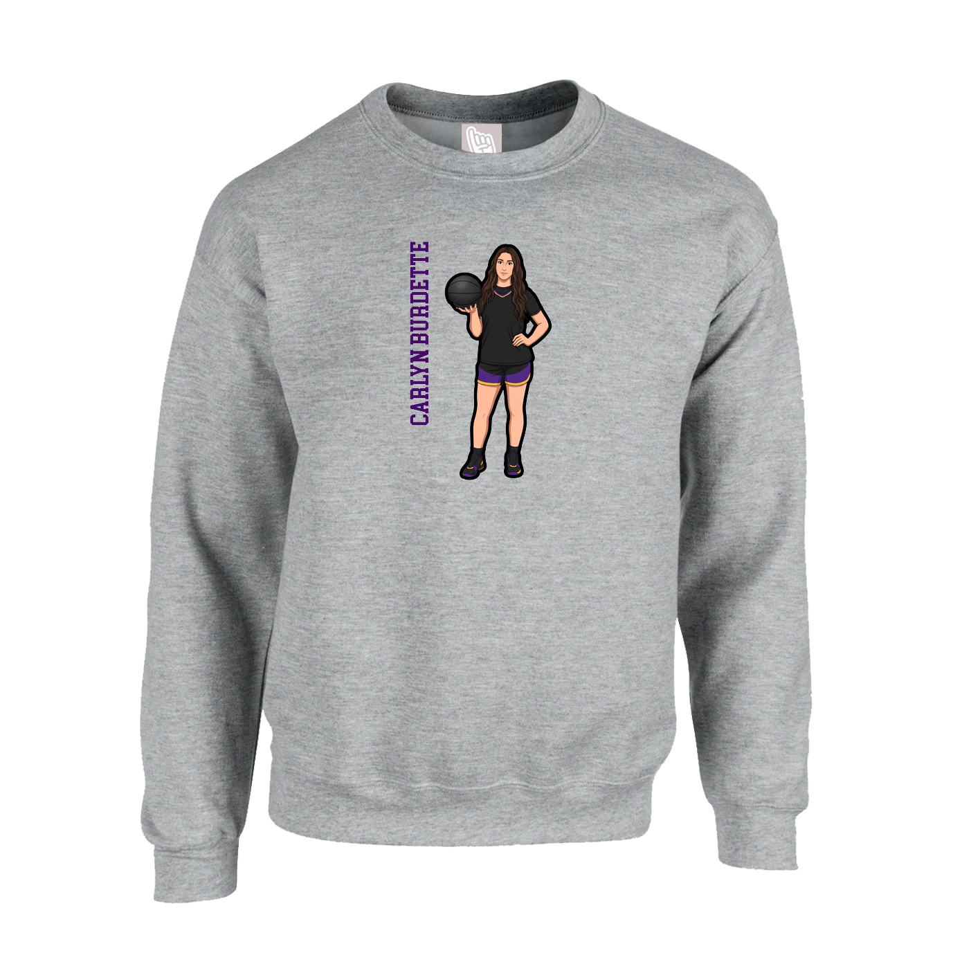 Fleece Crew — Name Vertical in Grey