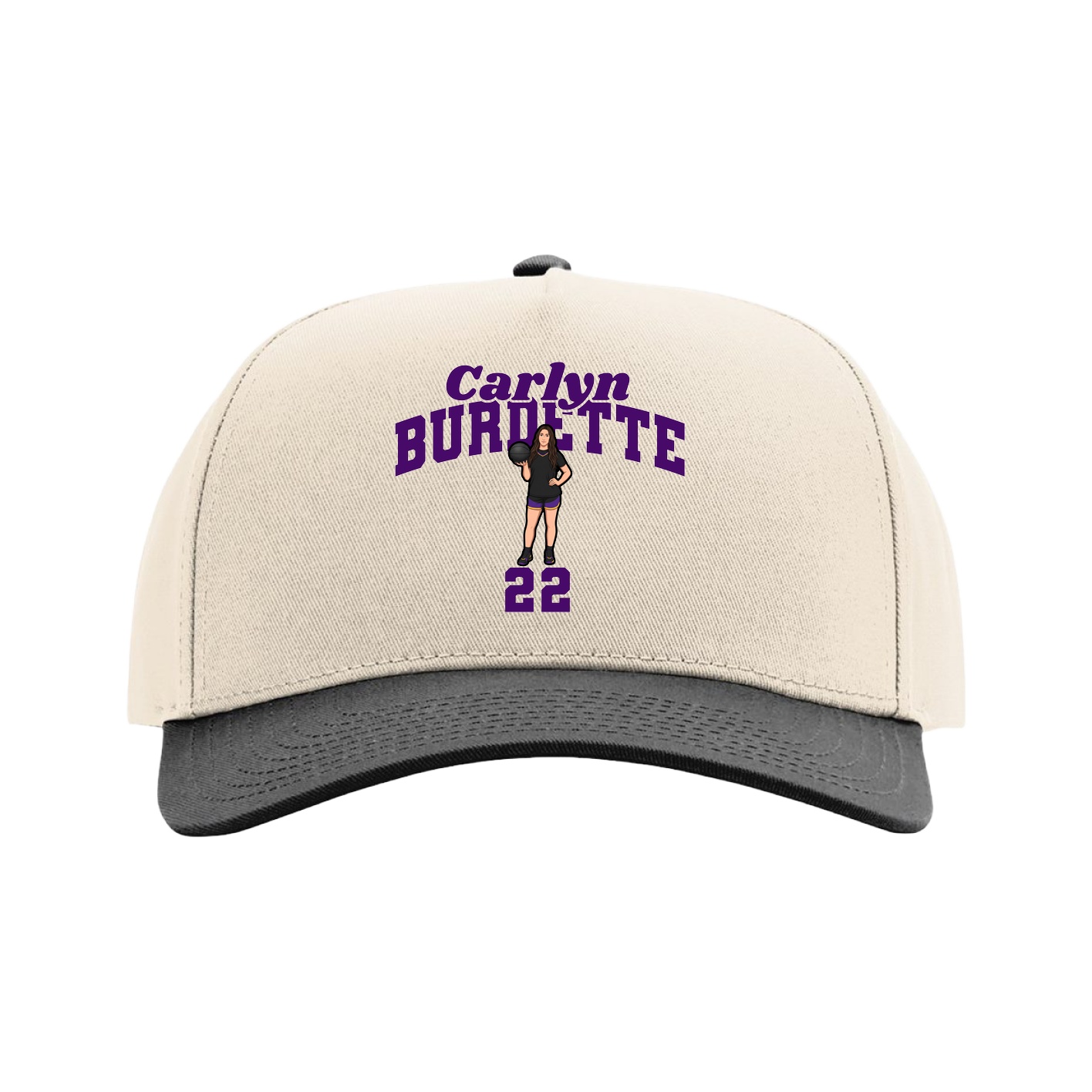 Full Fabric Five-Panel Champ Cap — Signature Arch in Cream/Black