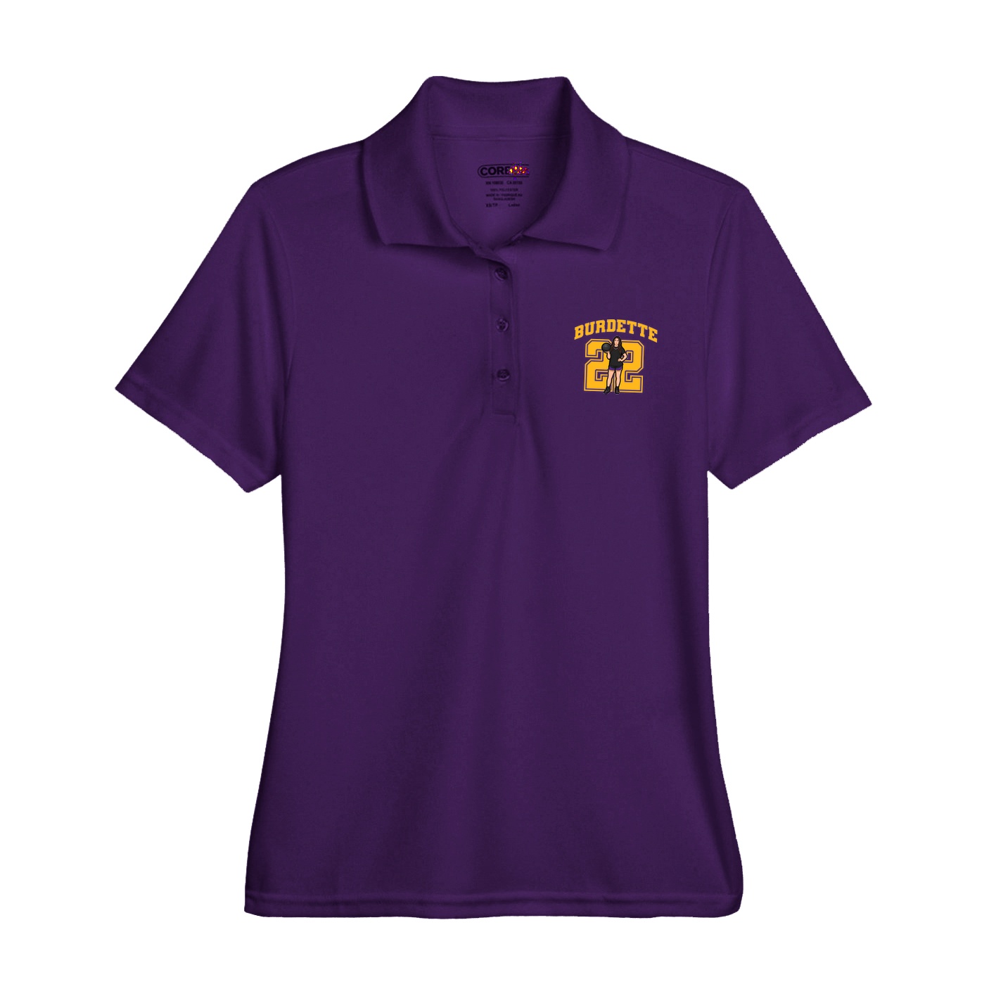 Womens Performance Polo — Number in Purple